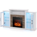Industrial Fireplace TV Stand with 16-Color LED for 65" TVs