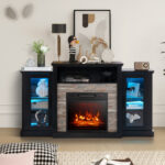 Industrial Fireplace TV Stand with 16-Color LED for 65" TVs