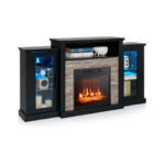 Industrial Fireplace TV Stand with 16-Color LED for 65" TVs