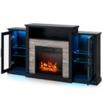 Industrial Fireplace TV Stand with 16-Color LED for 65" TVs
