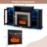 Industrial Fireplace TV Stand with 16-Color LED for 65" TVs