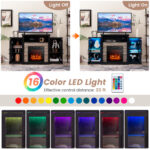 Industrial Fireplace TV Stand with 16-Color LED for 65" TVs