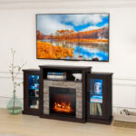 Industrial Fireplace TV Stand with 16-Color LED for 65" TVs