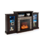 Industrial Fireplace TV Stand with 16-Color LED for 65" TVs