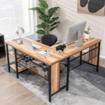 Industrial L-Shaped Corner Desk with Shelves for Home Office 27 Industrial L-Shaped Corner Desk with Shelves for Home Office