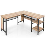 Industrial L-Shaped Corner Desk with Shelves for Home Office 24 Industrial L-Shaped Corner Desk with Shelves for Home Office
