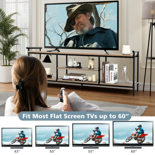 Industrial TV Stand with Storage Shelves for TVs up to 60 Inch 7 Industrial TV Stand with Storage Shelves for TVs up to 60 Inch - Image 7