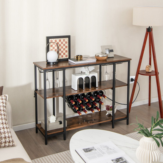 Industrial Wine Rack Cabinet with Shelves and Built-in Charging Station 8 Industrial Wine Rack Cabinet with Shelves and Built-in Charging Station - Image 8