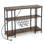 Industrial Wine Rack Cabinet with Shelves and Built-in Charging Station 24 Industrial Wine Rack Cabinet with Shelves and Built-in Charging Station