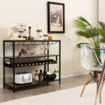 Industrial Wine Rack Table With Storage Shelves and Glass Holders 9 Industrial Wine Rack Table With Storage Shelves and Glass Holders