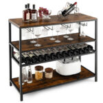 Industrial Wine Rack Table With Storage Shelves and Glass Holders 10 Industrial Wine Rack Table With Storage Shelves and Glass Holders