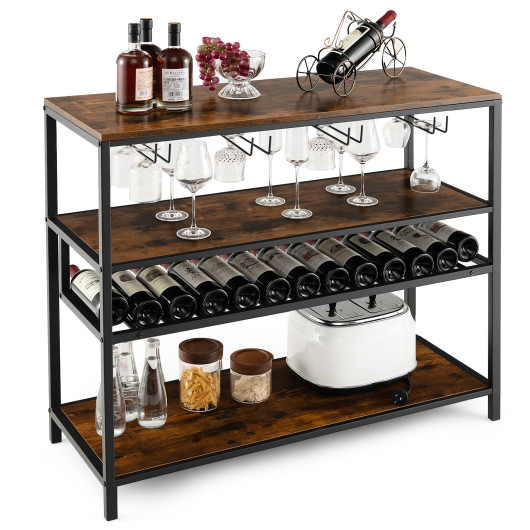 Industrial Wine Rack Table With Storage Shelves and Glass Holders 3 Industrial Wine Rack Table With Storage Shelves and Glass Holders - Image 3