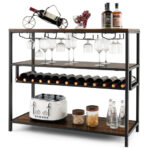 Industrial Wine Rack Table With Storage Shelves and Glass Holders 11 Industrial Wine Rack Table With Storage Shelves and Glass Holders