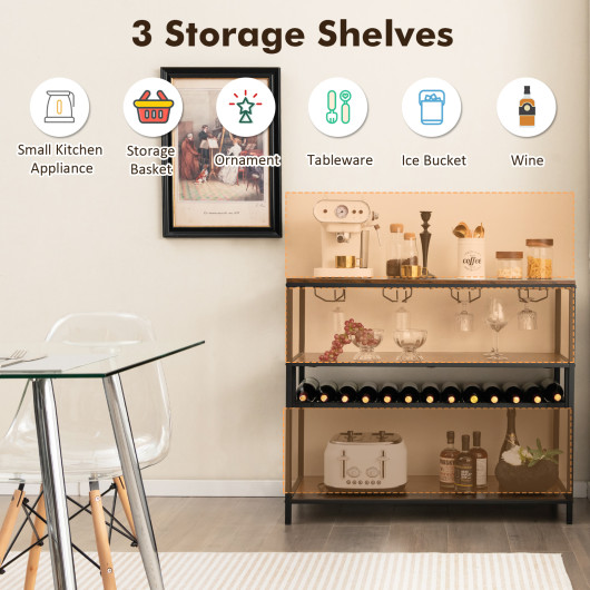 Industrial Wine Rack Table With Storage Shelves and Glass Holders 7 Industrial Wine Rack Table With Storage Shelves and Glass Holders - Image 7