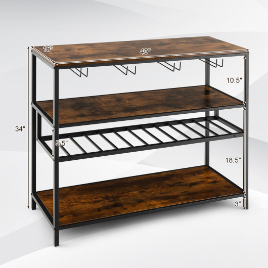 Industrial Wine Rack Table With Storage Shelves and Glass Holders 5 Industrial Wine Rack Table With Storage Shelves and Glass Holders - Image 5
