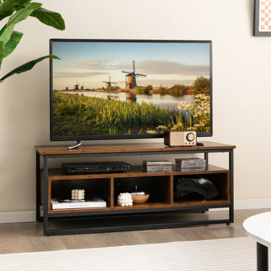 Rustic Industrial Coffee Table with Shelf and 3 Storage Cubbies 2 Rustic Industrial Coffee Table with Shelf and 3 Storage Cubbies - Image 2