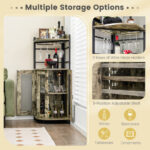 Industrial Corner Bar Cabinet with Adjustable Shelf and Glass Holder