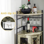 Industrial Corner Bar Cabinet with Adjustable Shelf and Glass Holder