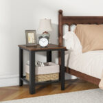Industrial Style 2 Tier Side Table with Storage