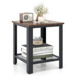 Industrial Style 2 Tier Side Table with Storage