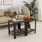 Industrial Style 2 Tier Side Table with Storage