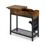 Rustic Brown Industrial Side Table with Charging Station and Storage 8 Rustic Brown Industrial Side Table with Charging Station and Storage