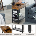 Rustic Brown Industrial Side Table with Charging Station and Storage 10 Rustic Brown Industrial Side Table with Charging Station and Storage