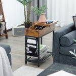Rustic Brown Industrial Side Table with Charging Station and Storage 13 Rustic Brown Industrial Side Table with Charging Station and Storage