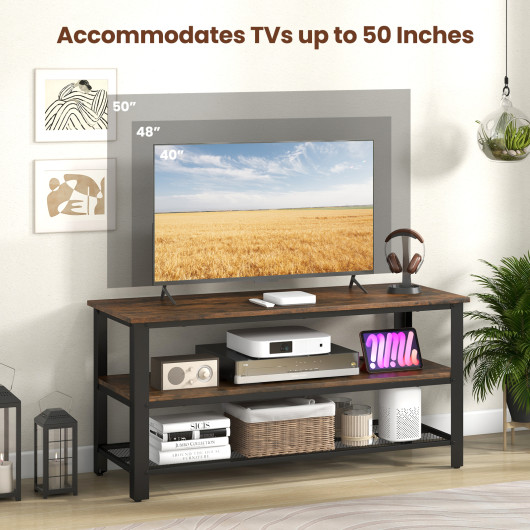 Industrial TV Stand with 3-Tier Shelving and Mesh Shelf 7 Industrial TV Stand with 3-Tier Shelving and Mesh Shelf - Image 7