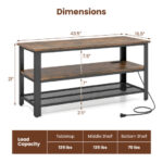 Industrial TV Stand with 3-Tier Shelving and Mesh Shelf 10 Industrial TV Stand with 3-Tier Shelving and Mesh Shelf