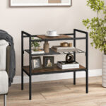Industrial Side Table with Removable Panel and Mesh Shelf 8 Industrial Side Table with Removable Panel and Mesh Shelf