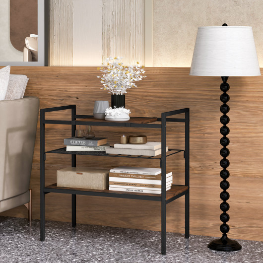 Industrial Side Table with Removable Panel and Mesh Shelf 3 Industrial Side Table with Removable Panel and Mesh Shelf - Image 3