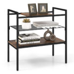 Industrial Side Table with Removable Panel and Mesh Shelf 12 Industrial Side Table with Removable Panel and Mesh Shelf