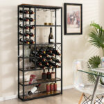 Industrial Wine Rack with Glass Holders and 6 Storage Shelves 8 Industrial Wine Rack with Glass Holders and 6 Storage Shelves