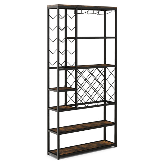 Industrial Wine Rack with Glass Holders and 6 Storage Shelves 4 Industrial Wine Rack with Glass Holders and 6 Storage Shelves - Image 4