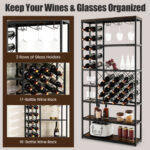 Industrial Wine Rack with Glass Holders and 6 Storage Shelves 13 Industrial Wine Rack with Glass Holders and 6 Storage Shelves