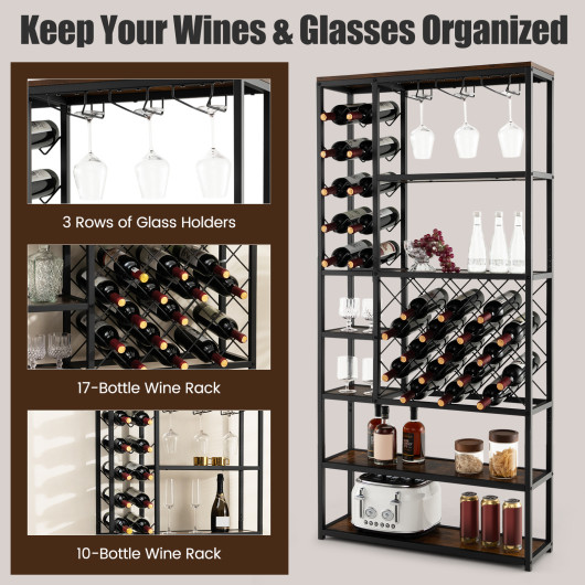 Industrial Wine Rack with Glass Holders and 6 Storage Shelves 6 Industrial Wine Rack with Glass Holders and 6 Storage Shelves - Image 6