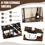 Industrial Wine Rack with Glass Holders and 6 Storage Shelves 14 Industrial Wine Rack with Glass Holders and 6 Storage Shelves