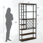 Industrial Wine Rack with Glass Holders and 6 Storage Shelves 12 Industrial Wine Rack with Glass Holders and 6 Storage Shelves