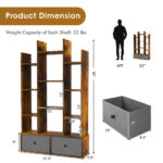 12 Tier Freestanding Bookshelf with Drawers and Anti-Tip Design
