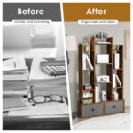 12 Tier Freestanding Bookshelf with Drawers and Anti-Tip Design