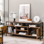 Industrial TV Stand for TVs up to 65 Inches Rustic Brown 8 Industrial TV Stand for TVs up to 65 Inches Rustic Brown