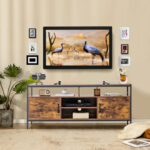 Industrial TV Stand for TVs up to 65 Inches Rustic Brown 13 Industrial TV Stand for TVs up to 65 Inches Rustic Brown