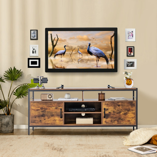 Industrial TV Stand for TVs up to 65 Inches Rustic Brown 6 Industrial TV Stand for TVs up to 65 Inches Rustic Brown - Image 6