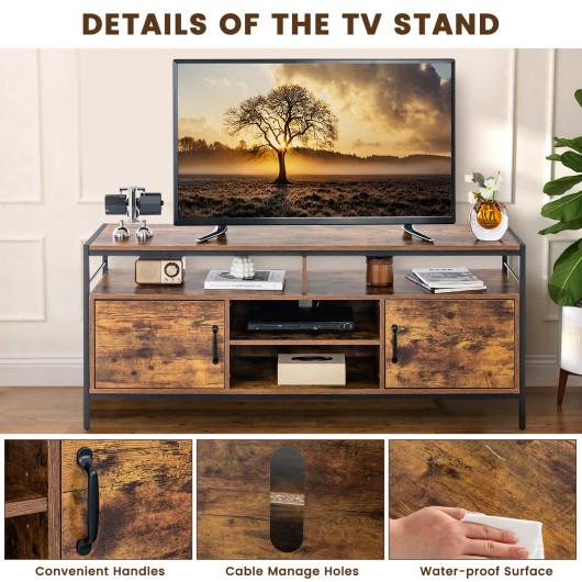 Industrial TV Stand for TVs up to 65 Inches Rustic Brown 7 Industrial TV Stand for TVs up to 65 Inches Rustic Brown - Image 7