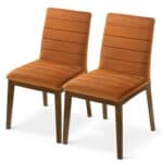 Orange Velvet Mid Century Modern Dining Chairs (Set of 2) 8 Orange Velvet Mid Century Modern Dining Chairs (Set of 2)