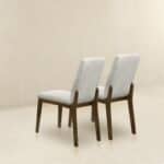 White Boucle Upholstered Dining Chairs Mid Century Modern (Set of 2) 10 White Boucle Upholstered Dining Chairs Mid Century Modern (Set of 2)
