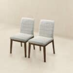 White Boucle Upholstered Dining Chairs Mid Century Modern (Set of 2) 11 White Boucle Upholstered Dining Chairs Mid Century Modern (Set of 2)