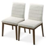 White Boucle Upholstered Dining Chairs Mid Century Modern (Set of 2) 7 White Boucle Upholstered Dining Chairs Mid Century Modern (Set of 2)