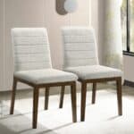 White Boucle Upholstered Dining Chairs Mid Century Modern (Set of 2) 8 White Boucle Upholstered Dining Chairs Mid Century Modern (Set of 2)